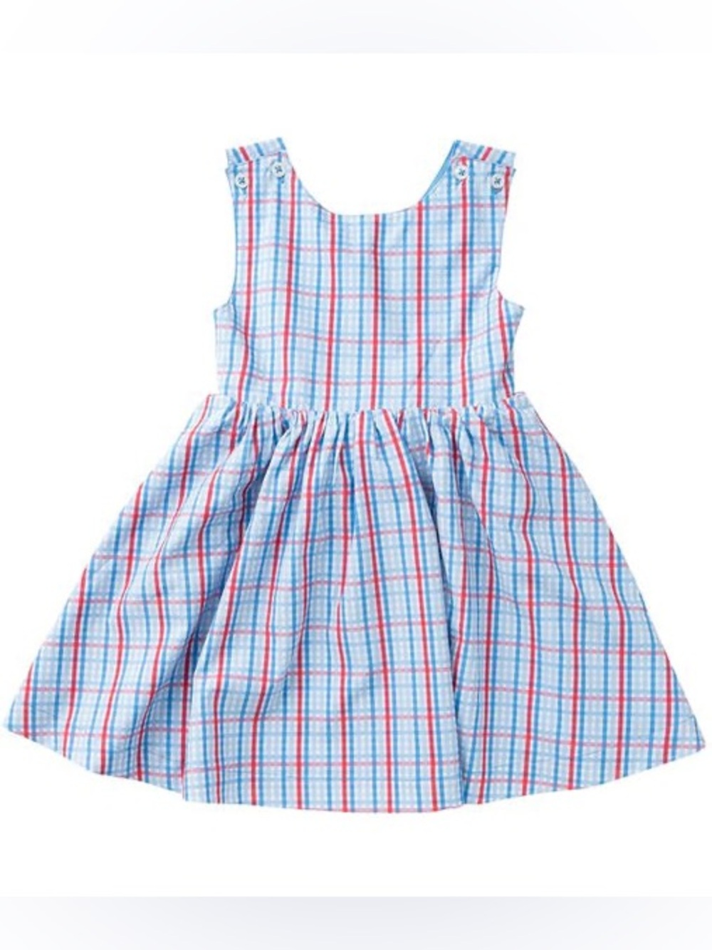 PRODOH Girls' Crisscross Back Dress in Patriotic Plaid size 3T